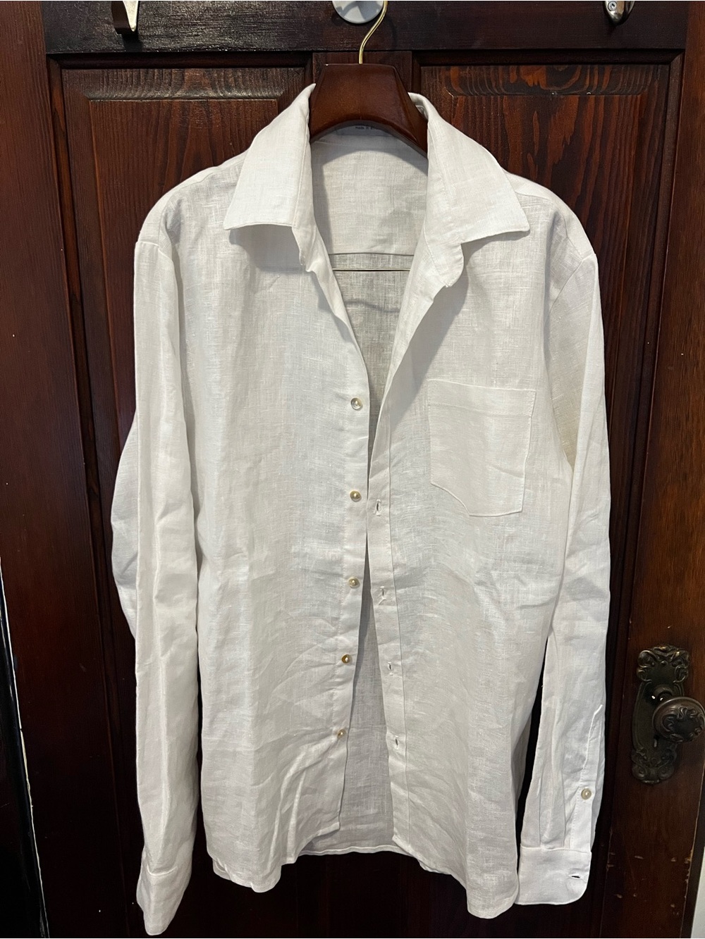 Oversized White Linen Button-Up Shirt